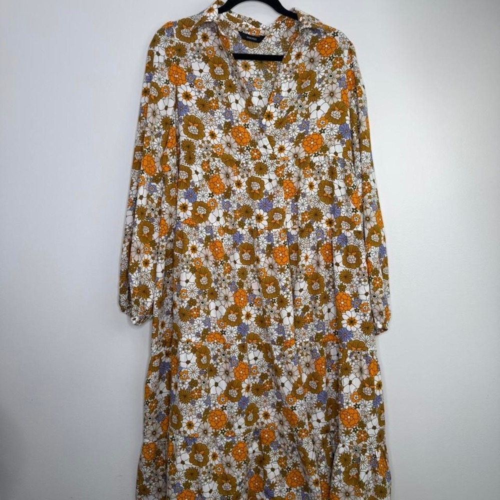 Retro Floral Tiered Boho Maxi dress M